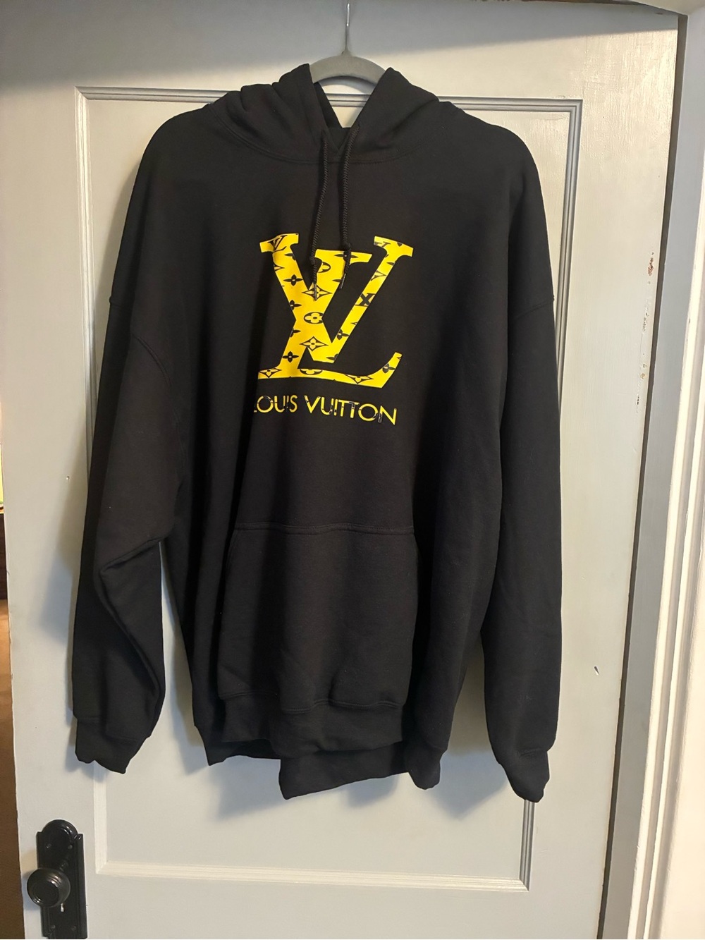 Louis Vuitton style Black Hoodie with Yellow  Logo (new)on to reasonable offers